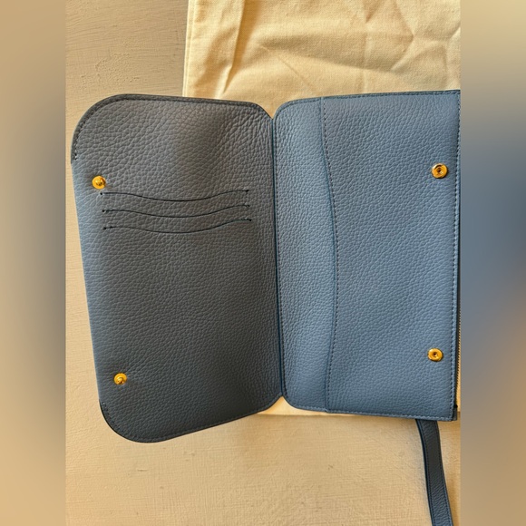 Like NEW Cuyana System Phone Wallet + Strap in Sky Blue Pebbled Leather - Picture 9 of 11